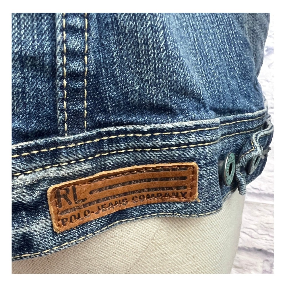 Polo Jeans Co Ralph Lauren Denim Jacket Womens L Blue Excellent Lydia Repair - Picture 5 of 9